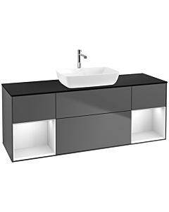 Villeroy und Boch Finion Villeroy und Boch Finion F862MTGK 160cm, cover plate black matt, shelves white matt lacquer, anthracite matt