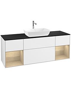 Villeroy und Boch Finion Villeroy und Boch Finion F862PCGF 160cm, cover plate black matt, shelves Oak Veneer , glossy white lacquer