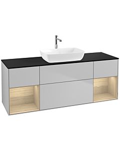 Villeroy und Boch Finion Villeroy und Boch F862PCGJ 160cm, plaque de finition noir mat, étagères Oak Veneer , gris clair mat