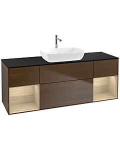 Villeroy und Boch Finion Villeroy und Boch F862PCGN 160cm, plaque de finition noire mate, étagères Oak Veneer , placage Oak Veneer