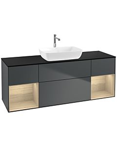 Villeroy und Boch Finion Villeroy und Boch F862PCHG 160cm, plaque de finition noir mat, étagères Oak Veneer , Midnight Blue Matt Lacquer
