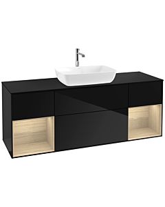 Villeroy und Boch Finion Villeroy und Boch F862PCPH 160cm, couvercle noir mat, étagères Oak Veneer , Glossy Black Lacquer