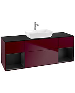 Villeroy und Boch Finion Villeroy und Boch F862PDHB 160cm, plaque de finition noir mat, étagères laqué noir mat, Peony Matt