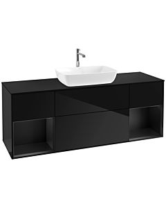 Villeroy und Boch Finion Villeroy und Boch F862PDPH 160cm, plaque de finition noir mat, étagères laqué noir mat, Glossy Black Lacquer