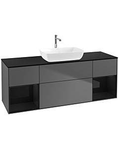 Villeroy und Boch Finion Villeroy und Boch Finion F862PHGK 160cm, cover plate black matt, shelves Glossy black lacquer, anthracite matt