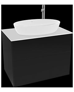 Villeroy und Boch Finion Waschtischunterschrank F87100PH 80x60,3cm, Abdeckplatte white matt, Glossy Black Lacquer