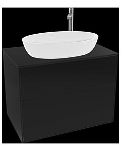 Villeroy und Boch Finion Waschtischunterschrank F87200PH 80x60,3cm, Abdeckplatte black matt, Glossy Black Lacquer