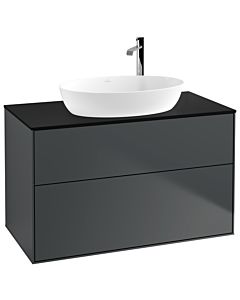 Villeroy und Boch Finion Waschtischunterschrank F88200HG 100x60,3cm, Abdeckplatte black matt, Midnight Blue Matt Lacquer