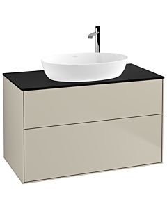 Villeroy und Boch Finion Waschtischunterschrank F88200HH 100x60,3cm, Abdeckplatte black matt, Sand Matt Lacquer
