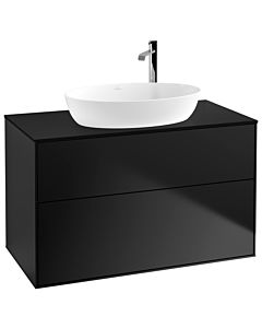 Villeroy und Boch Finion Waschtischunterschrank F88200PD 100x60,3cm, Abdeckplatte black matt, Black matt lacquer