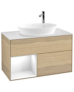 Villeroy und Boch Finion Villeroy und Boch Finion F891GFPC 100cm, cover plate white matt, shelves Glossy white lacquer, Oak Veneer