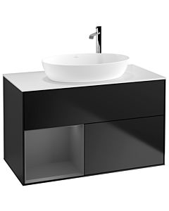 Villeroy und Boch Finion Villeroy und Boch Finion F891GKPD 100cm, cover plate white matt, shelves anthracite matt lacquer, black matt lacquer