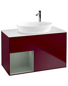 Villeroy und Boch Finion Villeroy und Boch Finion F891GMHB 100cm, cover plate white matt, shelves olive matt lacquer, Peony Matt