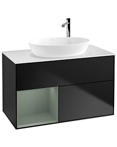 Villeroy und Boch Finion Villeroy und Boch Finion F891GMPD 100cm, cover plate white matt, shelves olive matt lacquer, black matt lacquer