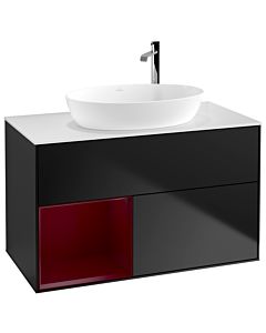 Villeroy und Boch Finion Villeroy und Boch Finion F891HBPD 100cm, cover plate white matt, shelves Peony matt lacquer, black matt lacquer
