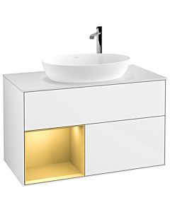 Villeroy und Boch Finion Villeroy und Boch Finion F891HFGF 100cm, cover plate white matt, shelves gold matt lacquer, glossy white lacquer
