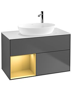 Villeroy und Boch Finion Villeroy und Boch Finion F891HFGK 100cm, cover plate white matt, shelves gold matt lacquer, anthracite matt