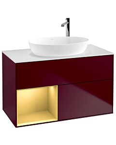 Villeroy und Boch Finion Villeroy und Boch Finion F891HFHB 100cm, cover plate white matt, shelves gold matt lacquer, Peony Matt