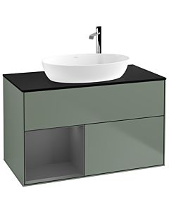 Villeroy und Boch Finion Villeroy und Boch Finion F892GKGM 100cm, cover plate black matt, shelves anthracite matt lacquer, Olive Matt Lacquer