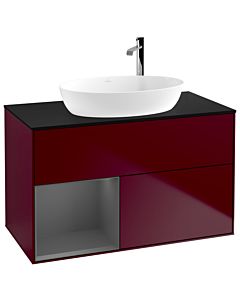Villeroy und Boch Finion Villeroy und Boch Finion F892GKHB 100cm, cover plate black matt, shelves anthracite matt lacquer, Peony Matt