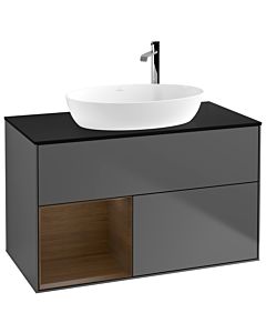 Villeroy und Boch Finion Villeroy und Boch Finion F892GNGK 100cm, cover plate black matt, shelves Walnut Veneer , anthracite matt