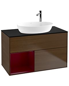 Villeroy und Boch Finion Villeroy und Boch Finion F892HBGN 100cm, cover plate black matt, shelves Peony matt lacquer, Peony veneer