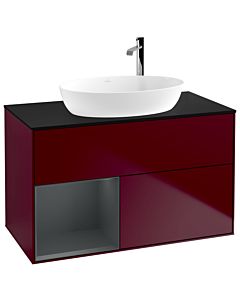 Villeroy und Boch Finion Villeroy und Boch Finion F892HGHB 100cm, cover plate black matt, shelves midnight matt lacquer, Peony Matt