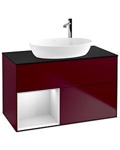 Villeroy und Boch Finion Villeroy und Boch Finion F892MTHB 100cm, cover plate black matt, shelves white matt lacquer, Peony Matt