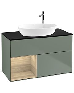 Villeroy und Boch Finion Villeroy und Boch Finion F892PCGM 100cm, cover plate black matt, shelves Oak Veneer , Olive Matt Lacquer