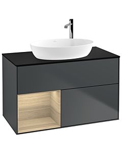 Villeroy und Boch Finion Villeroy und Boch Finion F892PCHG 100cm, cover plate black matt, shelves Oak Veneer , midnight Blue Matt Lacquer