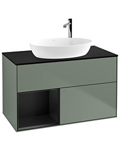 Villeroy und Boch Finion Villeroy und Boch Finion F892PDGM 100cm, cover plate black matt, shelves black matt lacquer, Olive Matt Lacquer