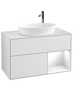 Villeroy und Boch Finion Villeroy und Boch Finion F901GFMT 100cm, cover plate white matt, shelves Glossy white lacquer, white matt lacquer