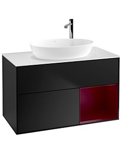 Villeroy und Boch Finion Villeroy und Boch Finion F901HBPD 100cm, cover plate white matt, shelves Peony matt lacquer, black matt lacquer