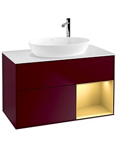 Villeroy und Boch Finion Villeroy und Boch Finion F901HFHB 100cm, cover plate white matt, shelves gold matt lacquer, Peony Matt