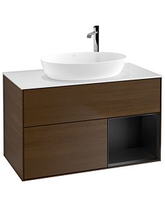 Villeroy und Boch Finion Villeroy und Boch Finion F901PDGN 100cm, cover plate white matt, shelves black matt lacquer, walnut veneer