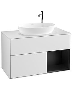 Villeroy und Boch Finion Villeroy und Boch Finion F901PDMT 100cm, cover plate white matt, shelves black matt lacquer, white matt lacquer