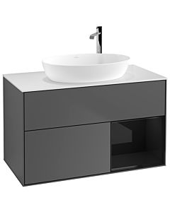 Villeroy und Boch Finion Villeroy und Boch Finion F901PHGK 100cm, cover plate white matt, shelves glossy black lacquer, anthracite matt