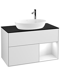 Villeroy und Boch Finion Villeroy und Boch Finion F902GFMT 100cm, cover plate black matt, shelves Glossy white lacquer, white matt lacquer