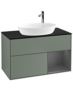 Villeroy und Boch Finion Villeroy und Boch Finion F902GKGM 100cm, cover plate black matt, shelves anthracite matt lacquer, Olive Matt Lacquer