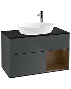 Villeroy und Boch Finion Villeroy und Boch Finion F902GNHG 100cm, cover plate black matt, shelves Walnut Veneer , midnight Blue Matt Lacquer