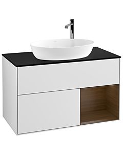 Villeroy und Boch Finion Villeroy und Boch Finion F902GNMT 100cm, cover plate black matt, shelves Walnut Veneer , white matt lacquer