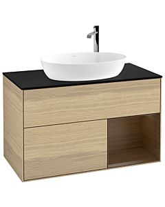 Villeroy und Boch Finion Villeroy und Boch Finion F902GNPC 100cm, cover plate black matt, shelves Walnut Veneer , Oak Veneer