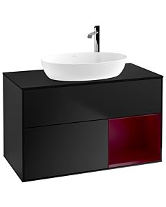 Villeroy und Boch Finion Villeroy und Boch Finion F902HBPD 100cm, cover plate black matt, shelves Peony matt lacquer, black matt lacquer