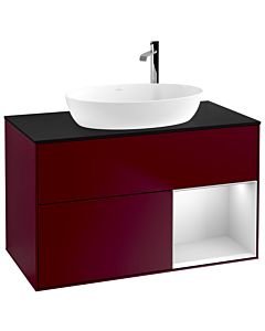 Villeroy und Boch Finion Villeroy und Boch Finion F902MTHB 100cm, cover plate black matt, shelves white matt lacquer, Peony Matt