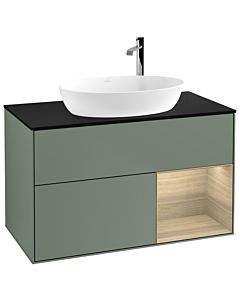 Villeroy und Boch Finion Villeroy und Boch Finion F902PCGM 100cm, cover plate black matt, shelves Oak Veneer , Olive Matt Lacquer