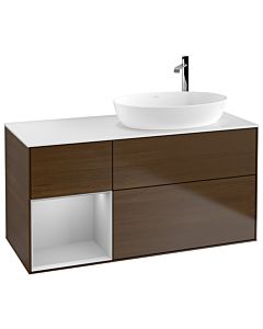 Villeroy und Boch Finion Villeroy und Boch Finion F921GJGN 120cm, cover plate white matt, shelves light gray matt lacquer, walnut veneer
