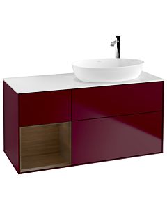 Villeroy und Boch Finion Villeroy und Boch F921GNHB 120cm, plaque de recouvrement blanc mat, étagères Walnut Veneer , Peony Matt