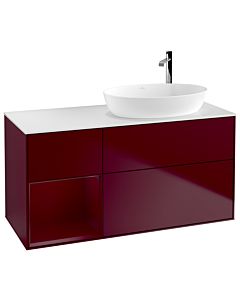 Villeroy und Boch Finion Villeroy und Boch F921HBHB 120cm, plaque de recouvrement blanc mat, étagères Peony laqué mat, Peony Matt