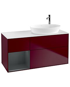 Villeroy und Boch Finion Villeroy und Boch F921HGHB 120cm, plaque de recouvrement blanc mat, étagères laqué mat Midnight, Peony Matt