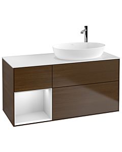 Villeroy und Boch Finion Villeroy und Boch Finion F921MTGN 120cm, cover plate white matt, shelves white matt lacquer, walnut veneer